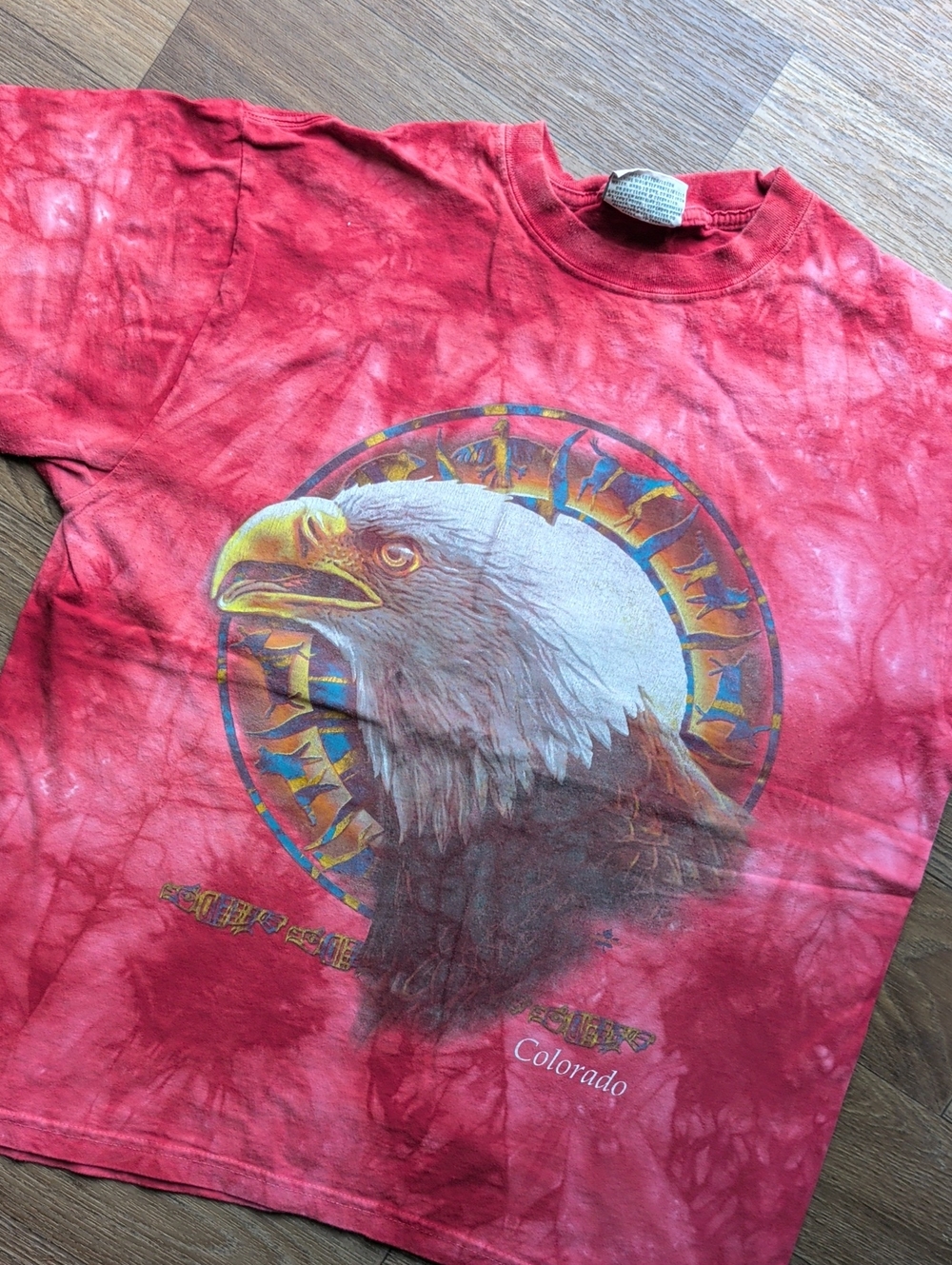 Vintage 90s Colorado Bald Eagle Red Tie Dye Graphic T-Shirt
